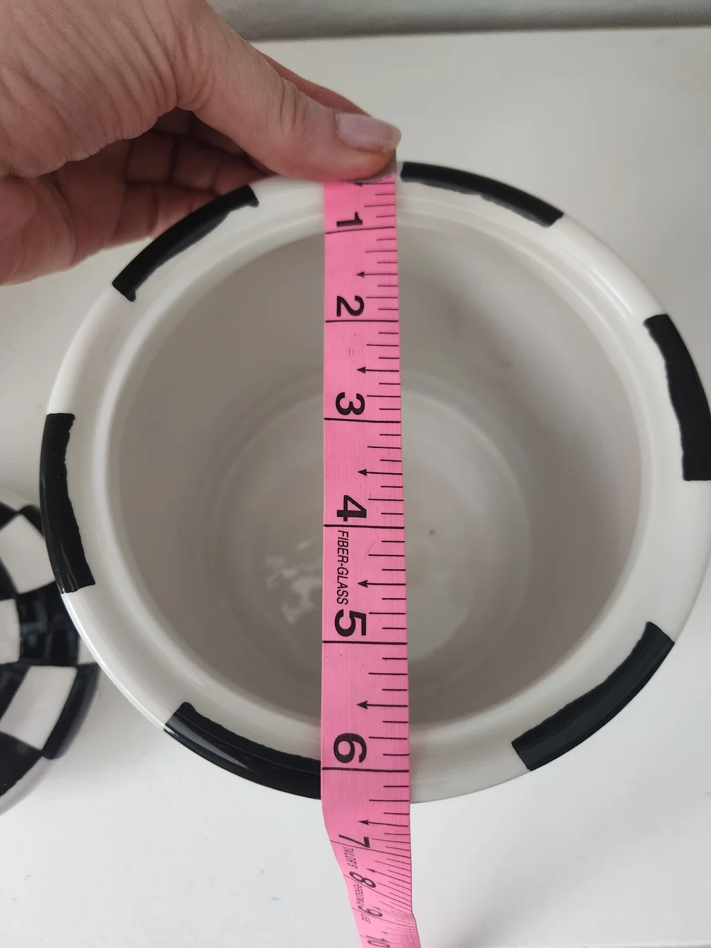 Black & White Check Ceramic Canister with Gold Knob